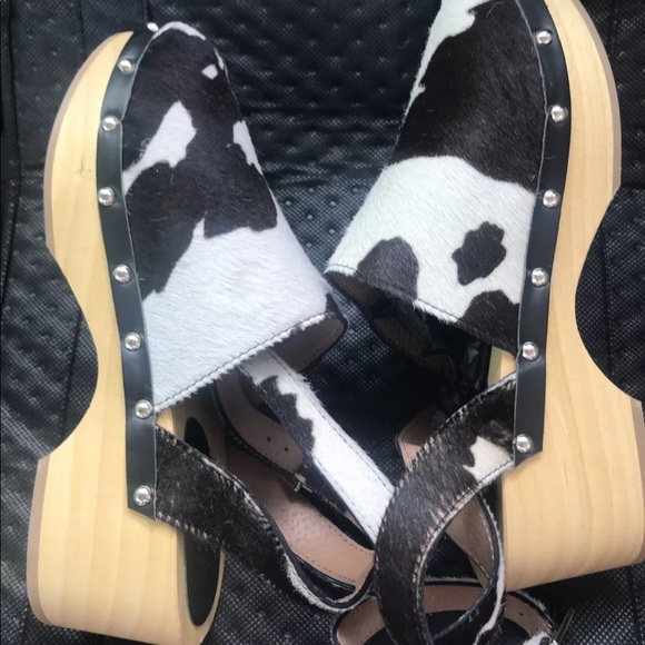 New Free People Unalira Cow Hair Clogs size 7 or 8 - Picture 6 of 15
